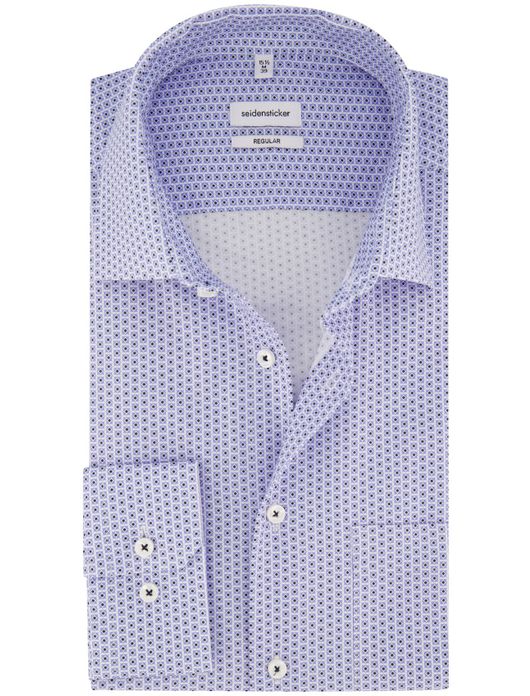 Seidensticker overhemd blauw geprint