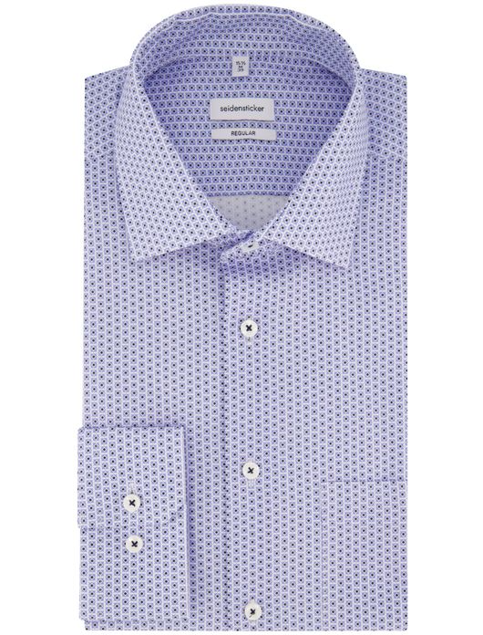 Seidensticker overhemd blauw geprint