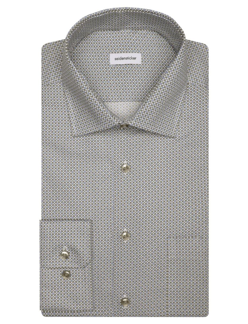 katoenen Seidensticker overhemd blauw geprint katoen Regular