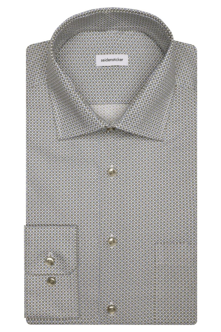Seidensticker Regular overhemd blauw print katoen