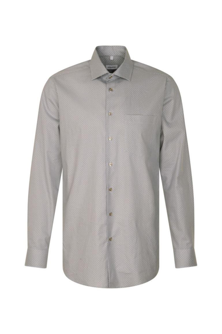 Seidensticker Regular overhemd blauw print katoen