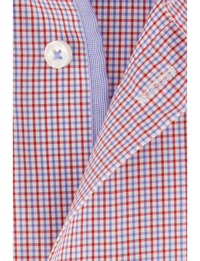 Seidensticker overhemd korte mouw geruit rood Regular