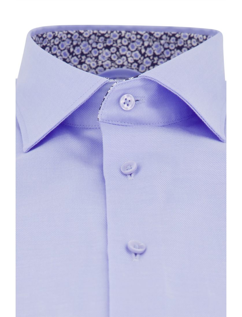 Blauw uni Seidensticker overhemd Slim