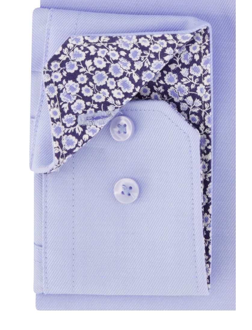 Blauw uni Seidensticker overhemd Slim