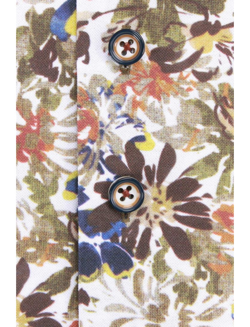 R2 casual overhemd slim fit bruine bloemenprint katoen