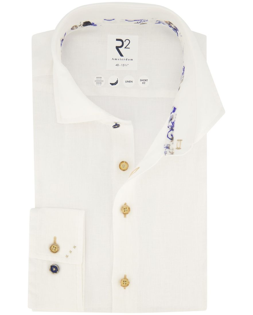 R2 overhemd slim fit wit linnen