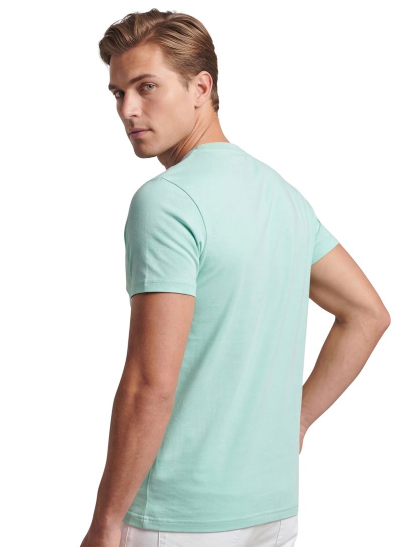 Superdry katoenen t-shirt groen opdruk ronde hals