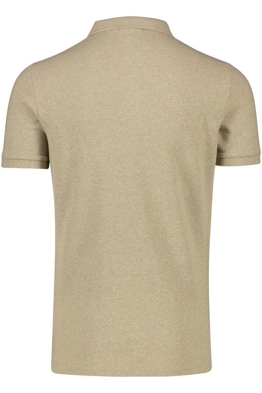 Superdry polo gemêleerd slim fit 2-knoops beige katoen