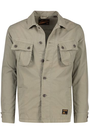 Superdry Superdry Overshirt khaki effen katoen knopen