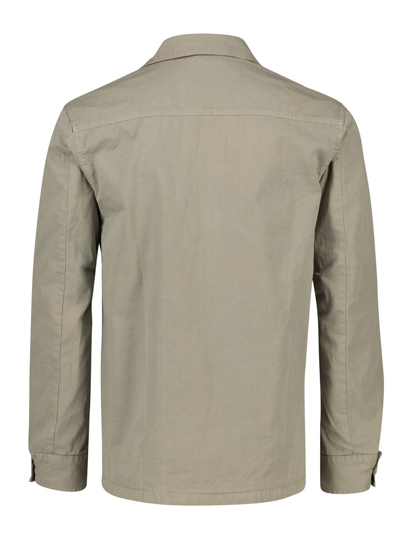 Superdry Overshirt khaki effen katoen knopen