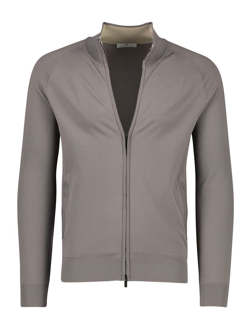 Thomas Maine tailored fit vest bruin ronde hals