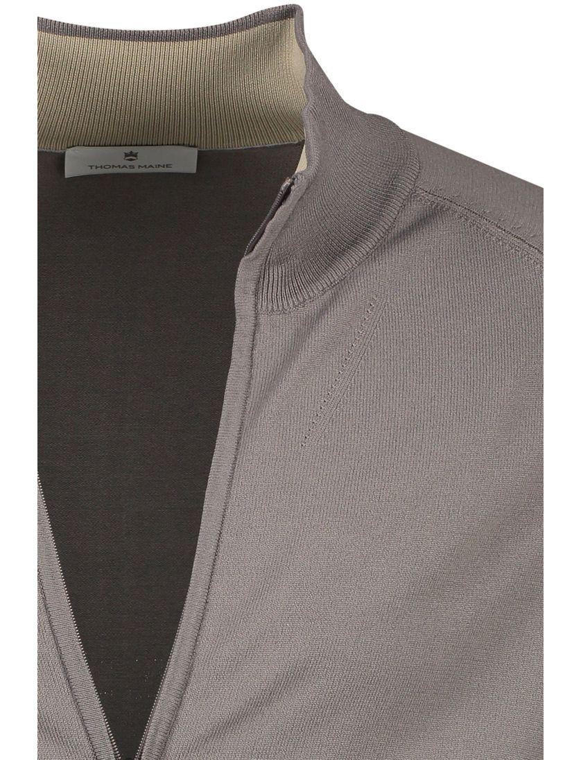 Thomas Maine tailored fit vest bruin ronde hals