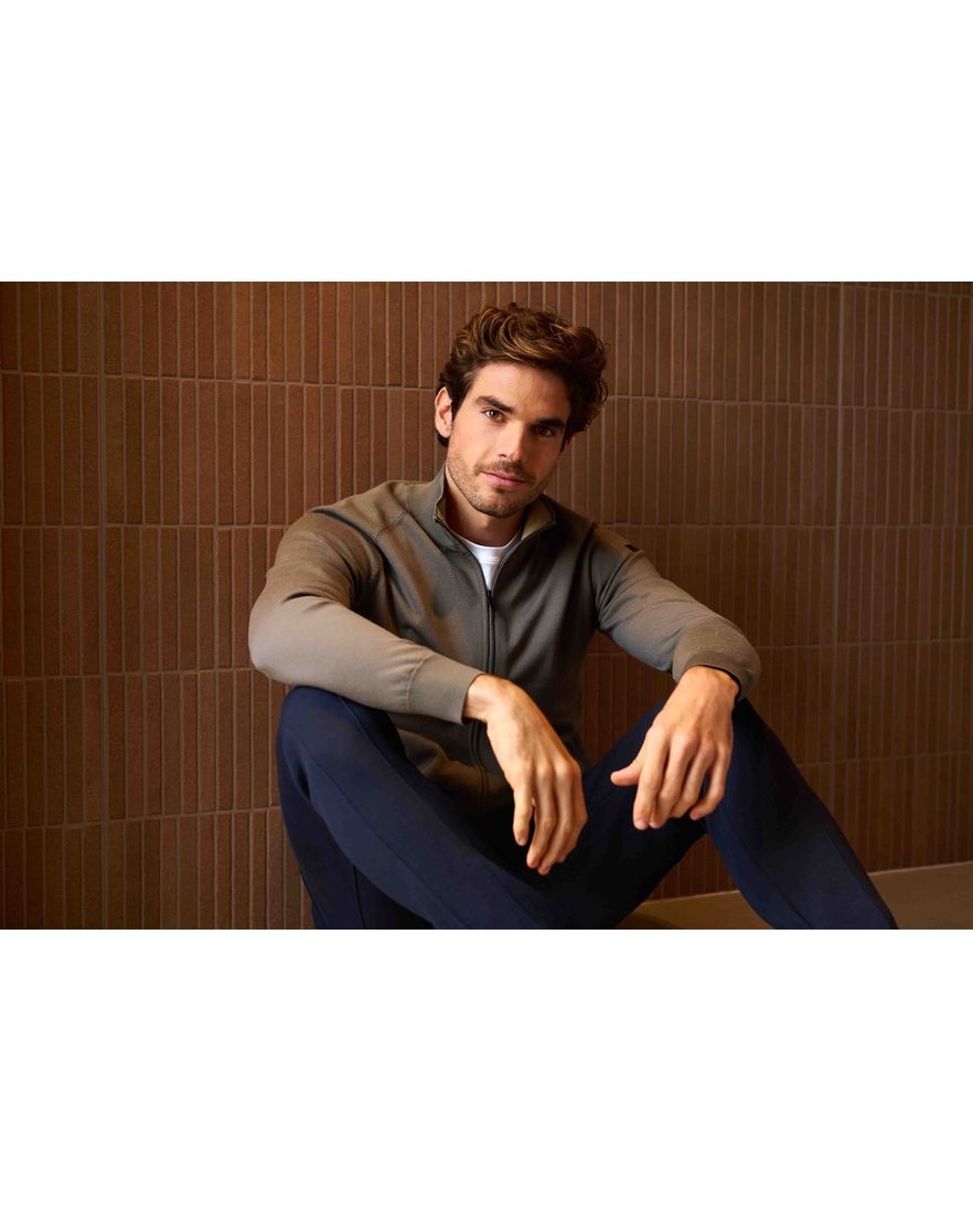 Thomas Maine vest bruin tailored fit ronde hals