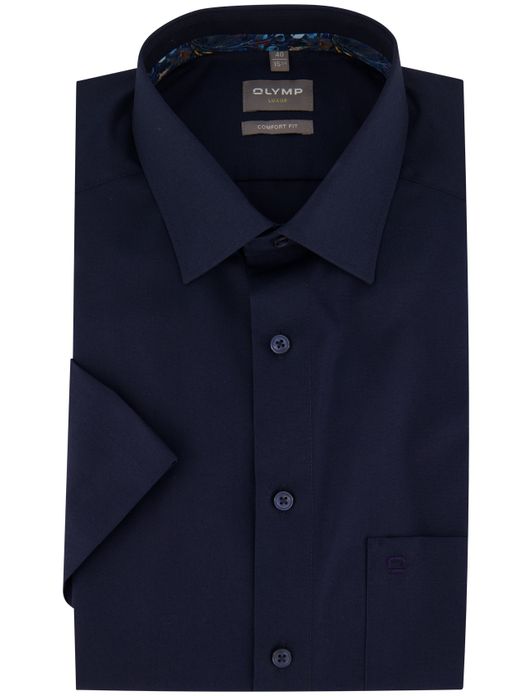 Olymp comfort fit overhemd korte mouw donkerblauw