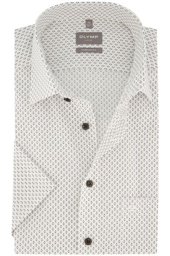 Olymp Olymp overhemd wit blauw geprint wijde fit