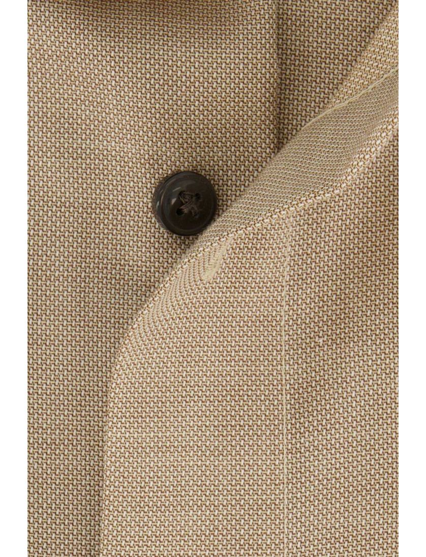 katoenen Olymp overhemd korte mouw Luxor Modern Fit effen bruin