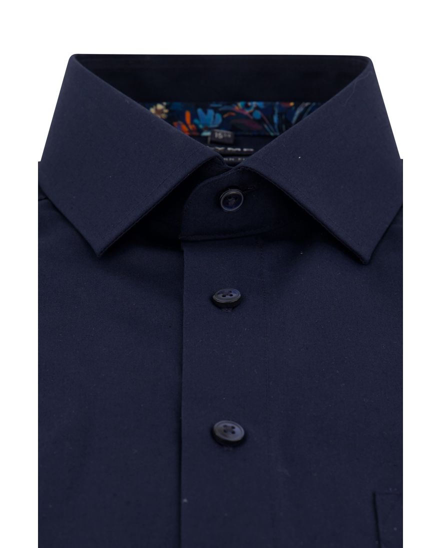 Olymp overhemd korte mouw Luxor Modern Fit effen donkerblauw katoen