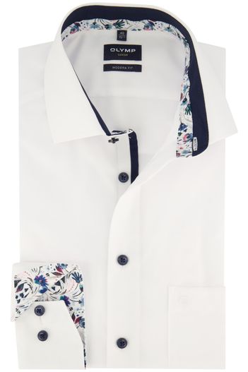 Olymp katoenen Olymp business overhemd Luxor Modern Fit effen wit
