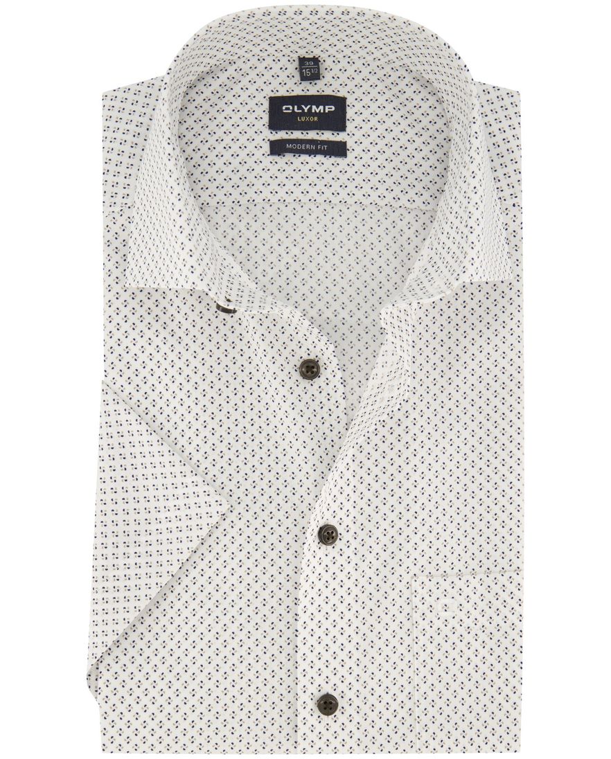 Olymp wit printje overhemd katoen