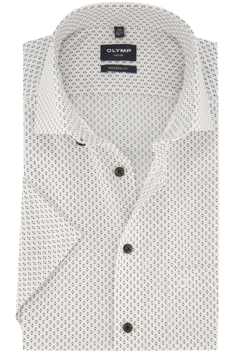 Olymp wit printje overhemd katoen