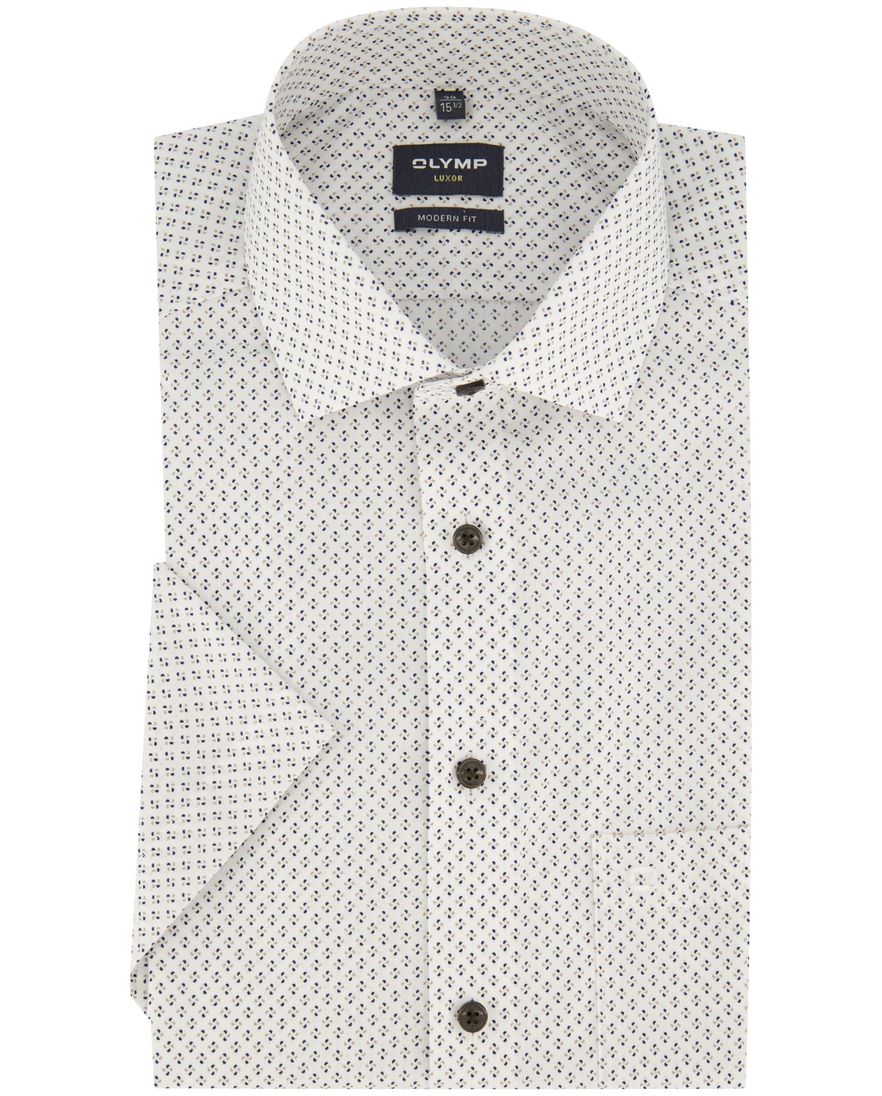 Olymp wit printje overhemd katoen