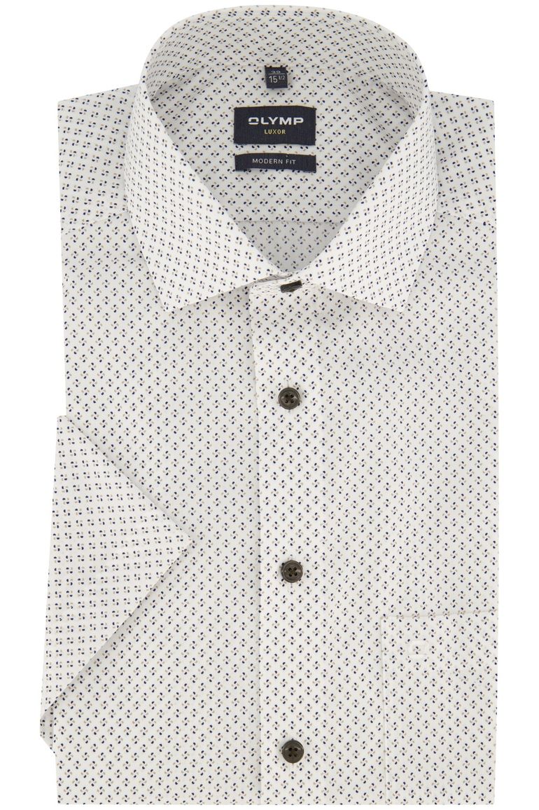 Olymp wit printje overhemd katoen