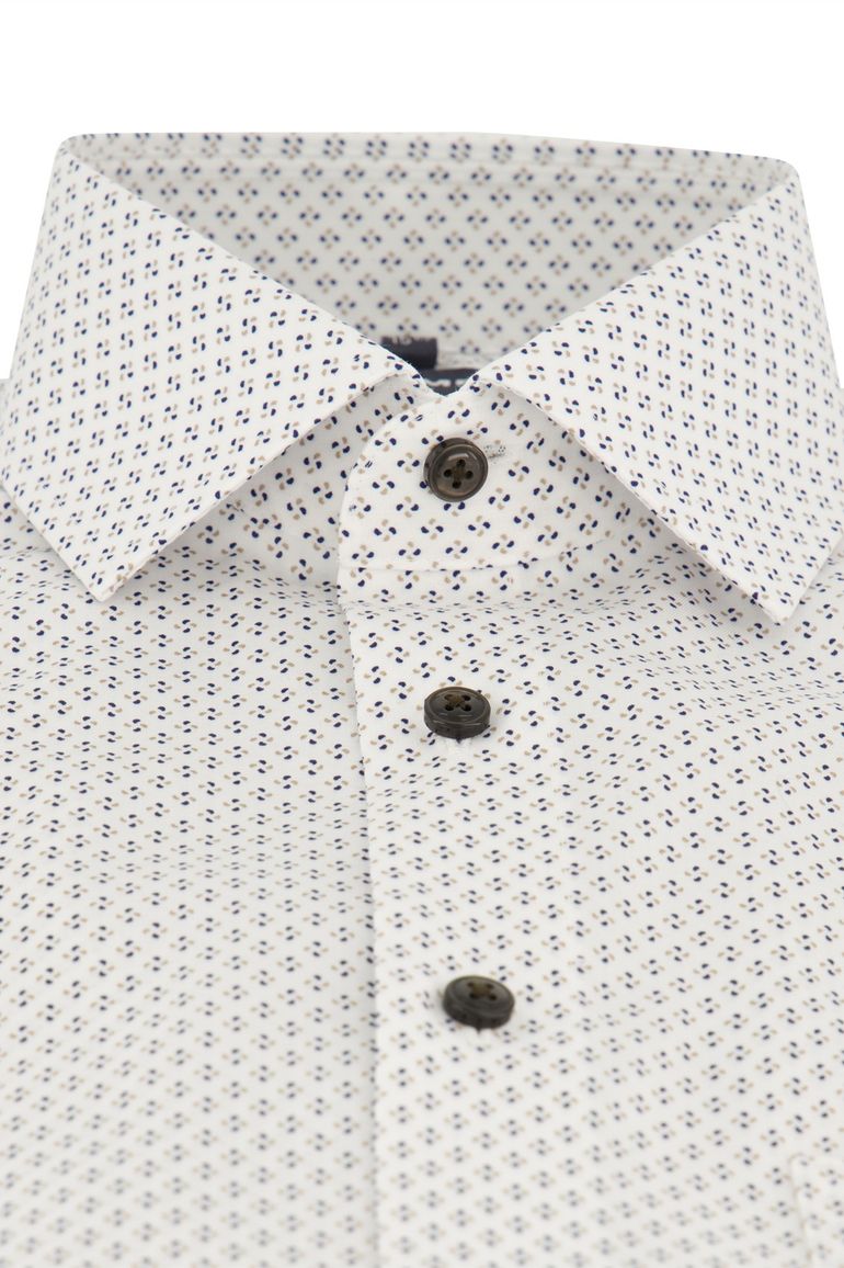 Olymp wit printje overhemd katoen