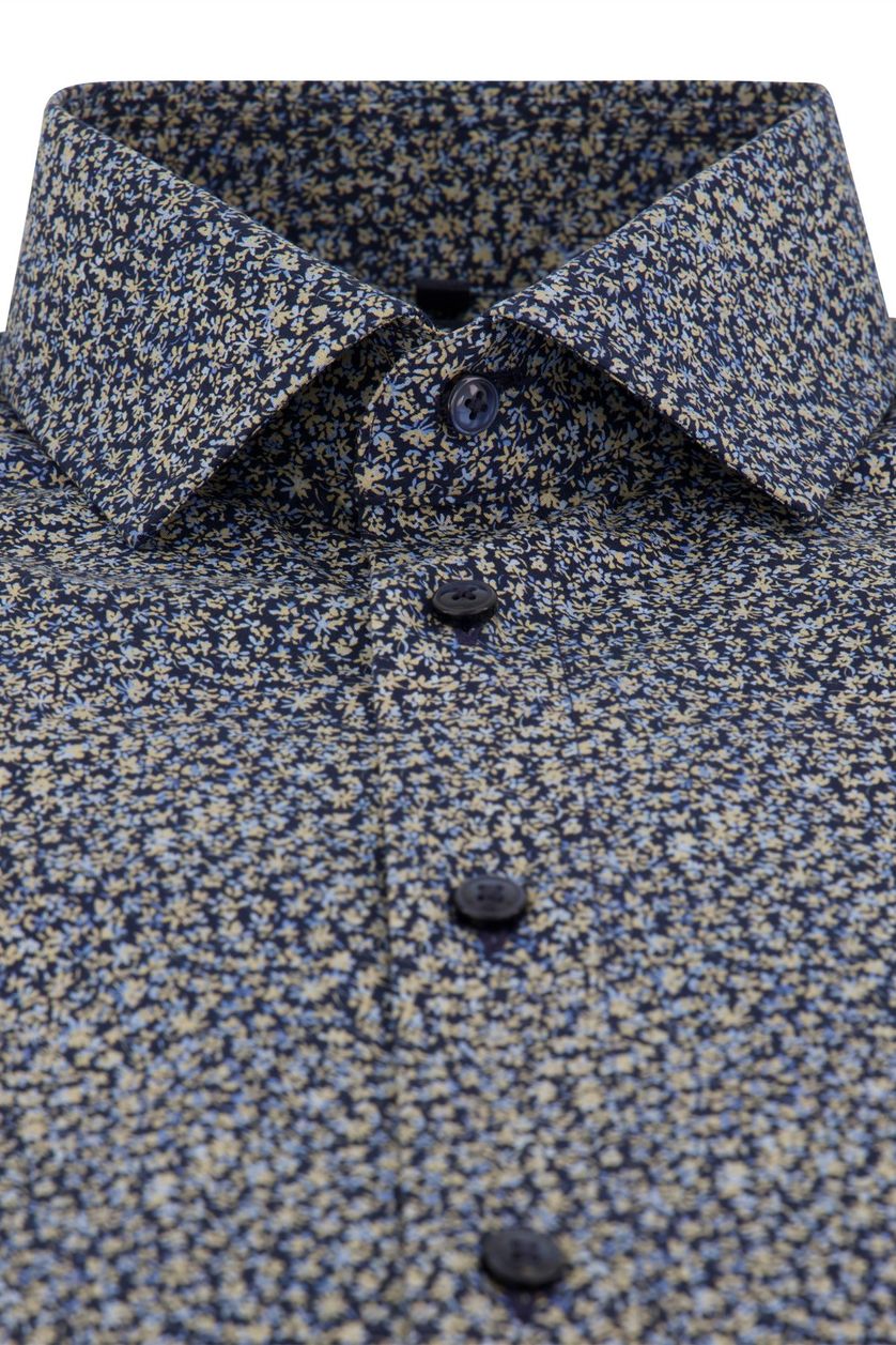 Olymp overhemd ml7 modern fit donkerblauw geprint katoen
