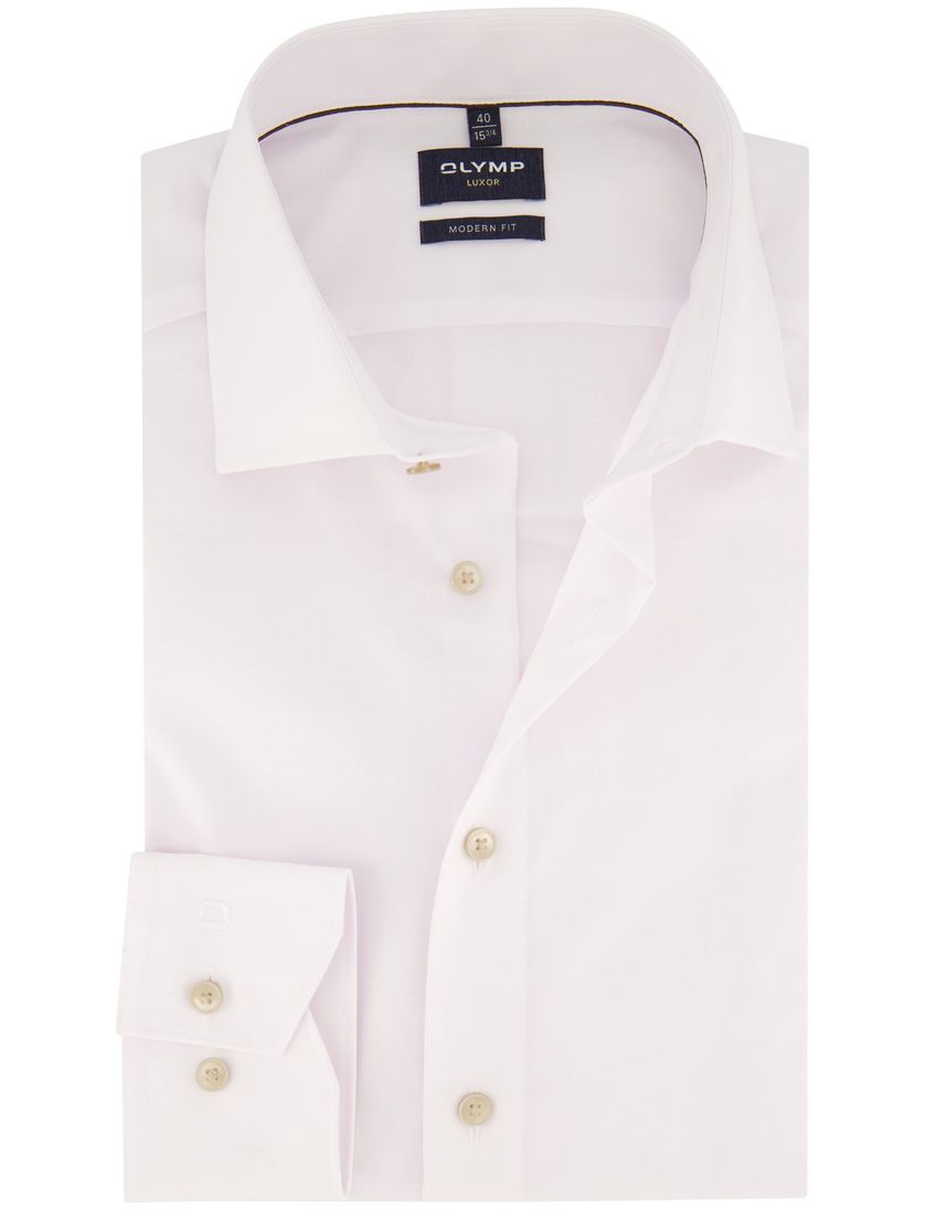 Katoenen Olymp business overhemd Luxor Modern Fit wit effen