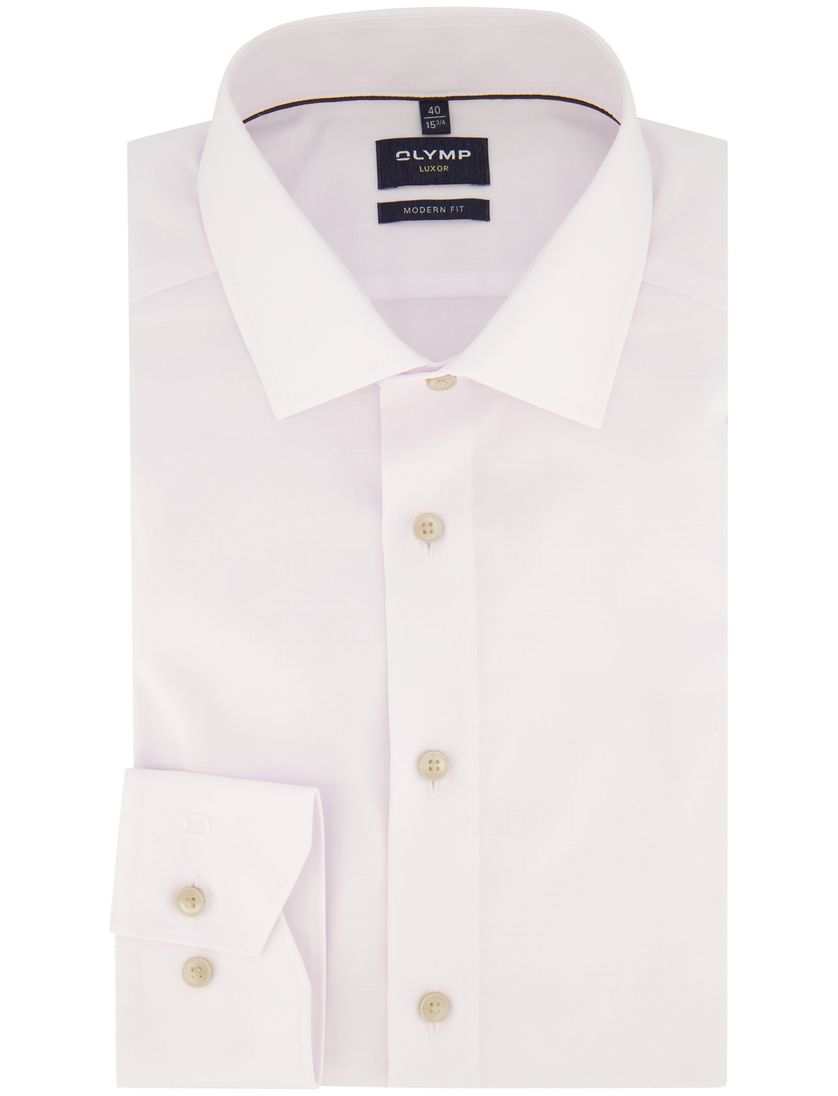 Katoenen Olymp business overhemd Luxor Modern Fit wit effen