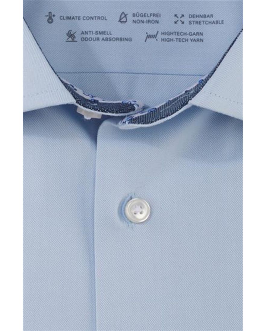 Olymp overhemd normale fit blauw effen katoen