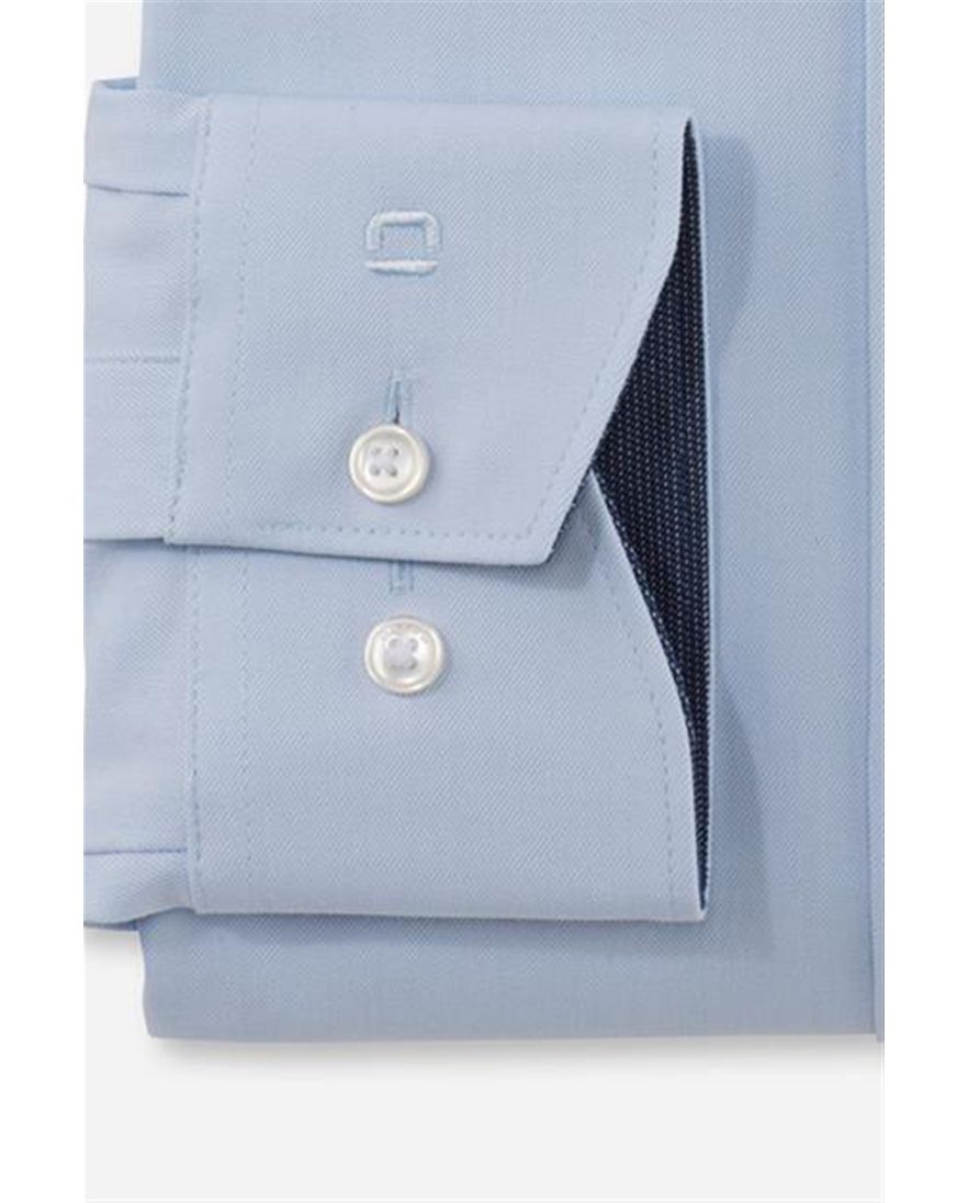 Olymp overhemd normale fit blauw effen katoen