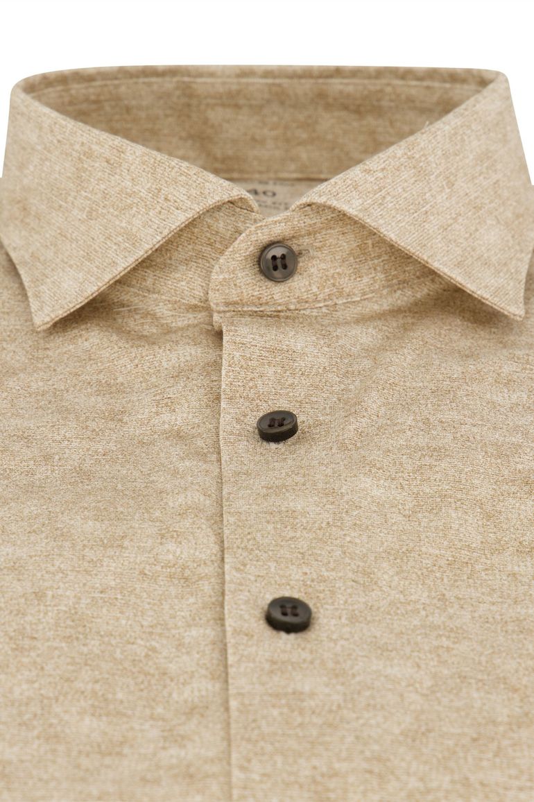 Olymp overhemd beige gemeleerd body fit
