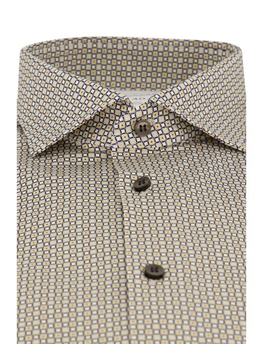 Olymp body fit overhemd beige geprint