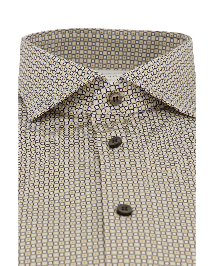 Olymp overhemd Level Five beige geprint katoen body fit