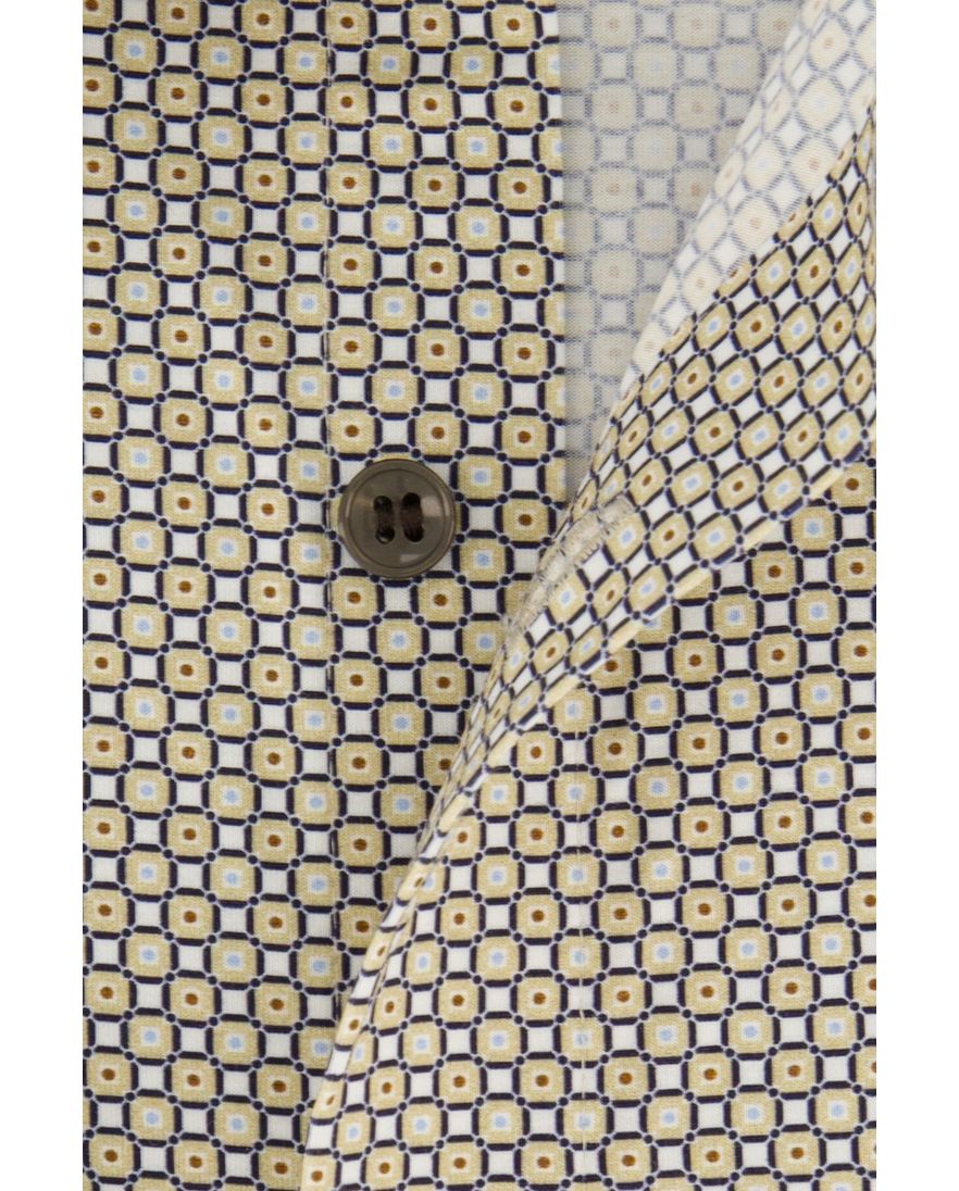Olymp overhemd Level Five beige geprint katoen body fit