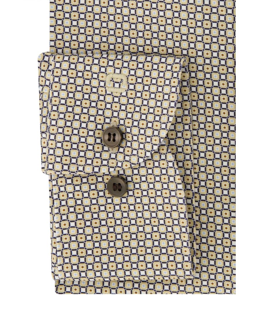 Olymp overhemd Level Five beige geprint katoen body fit