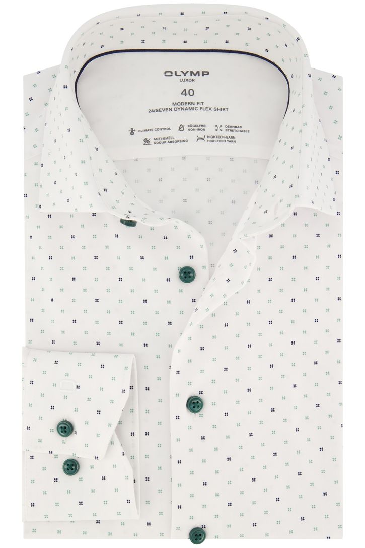 Katoenen Olymp business overhemd normale fit wit geprint