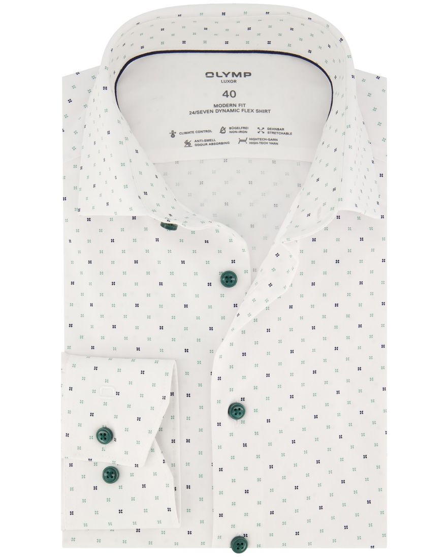 Olymp business overhemd 24/7 modern fitwit geprint katoen
