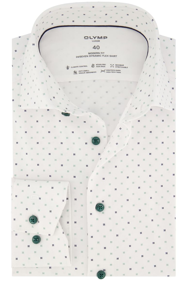 Olymp business overhemd 24/7 modern fitwit geprint katoen
