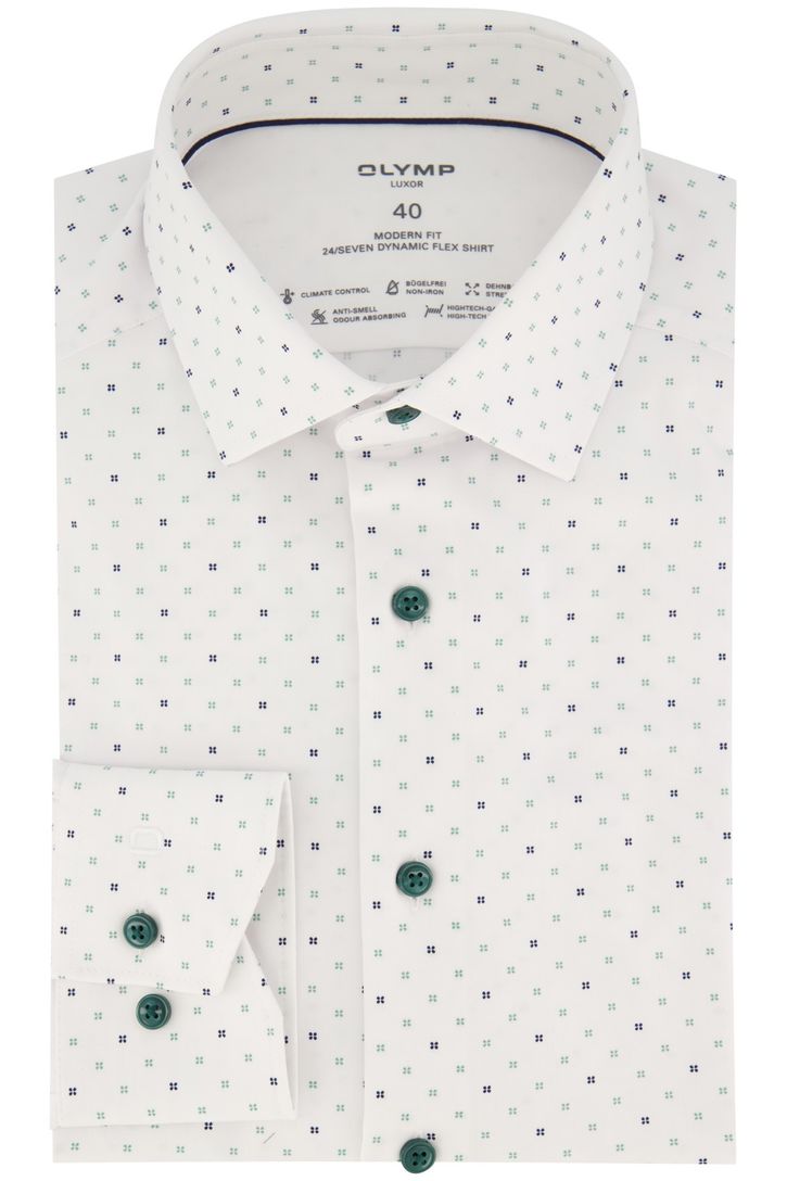 Katoenen Olymp business overhemd normale fit wit geprint