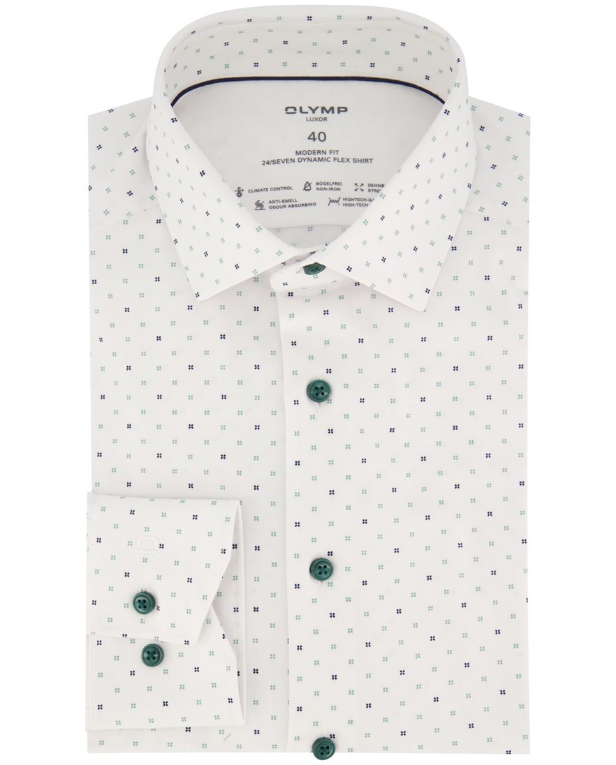 Olymp business overhemd 24/7 modern fitwit geprint katoen