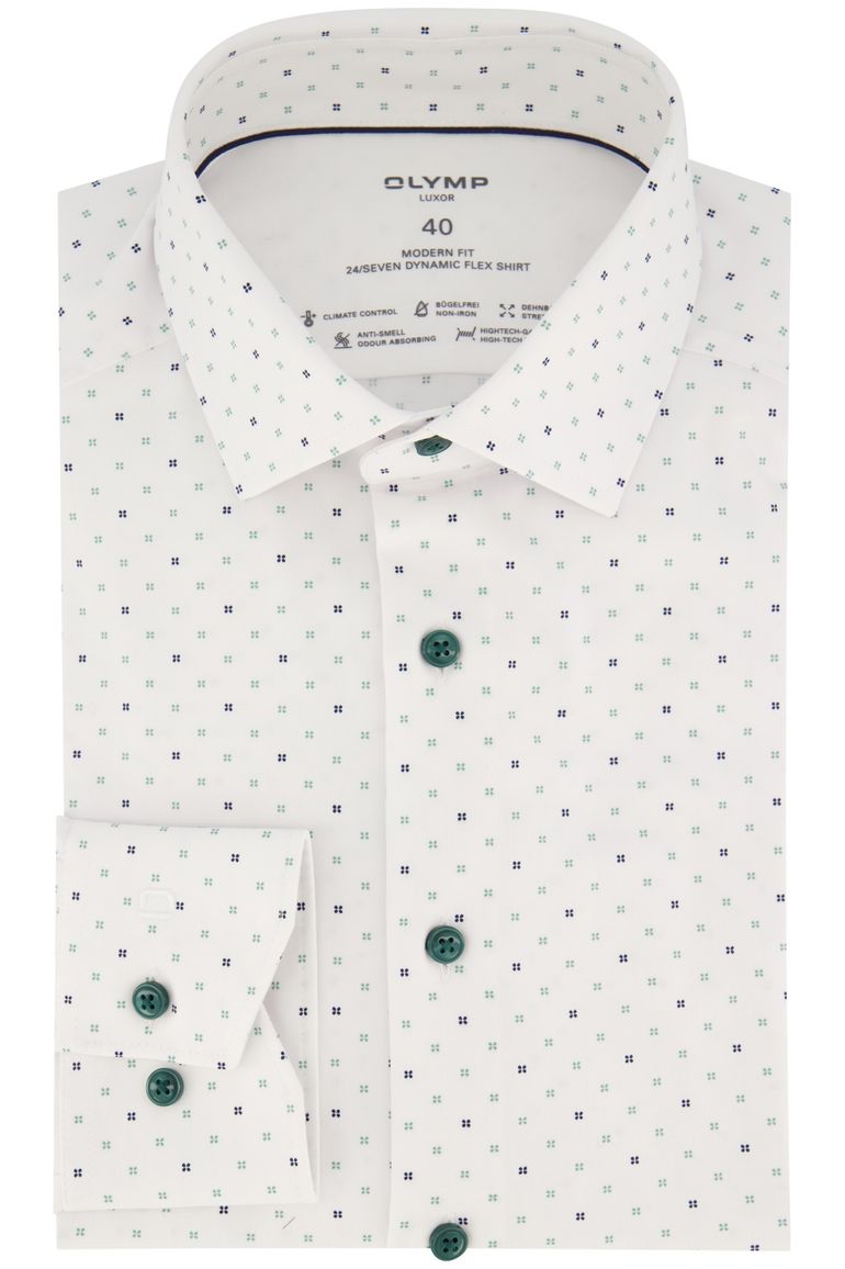 Olymp business overhemd 24/7 modern fitwit geprint katoen