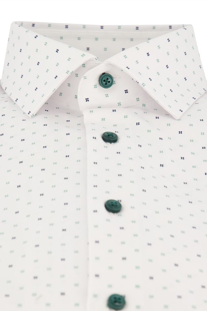 Katoenen Olymp business overhemd normale fit wit geprint