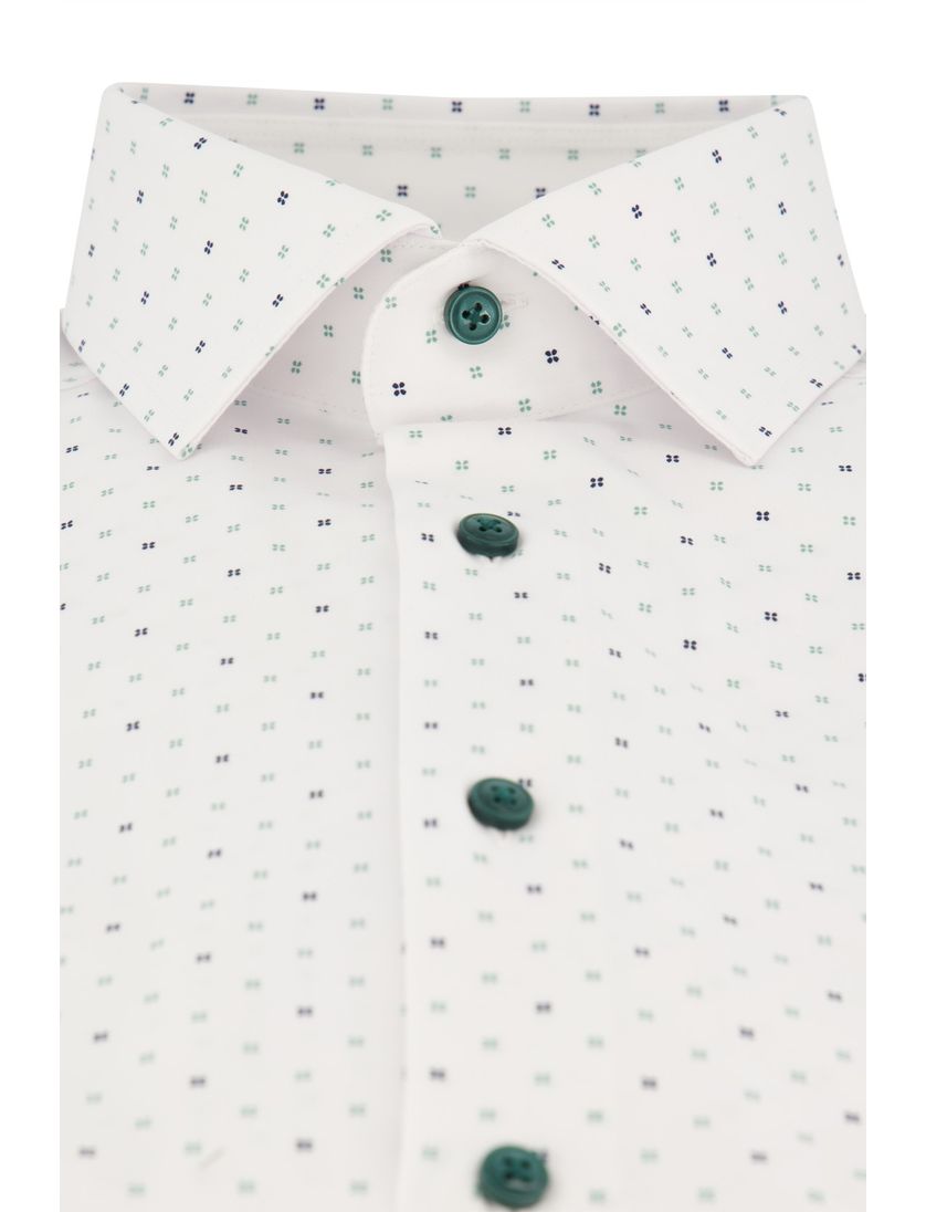 Katoenen Olymp business overhemd normale fit wit geprint