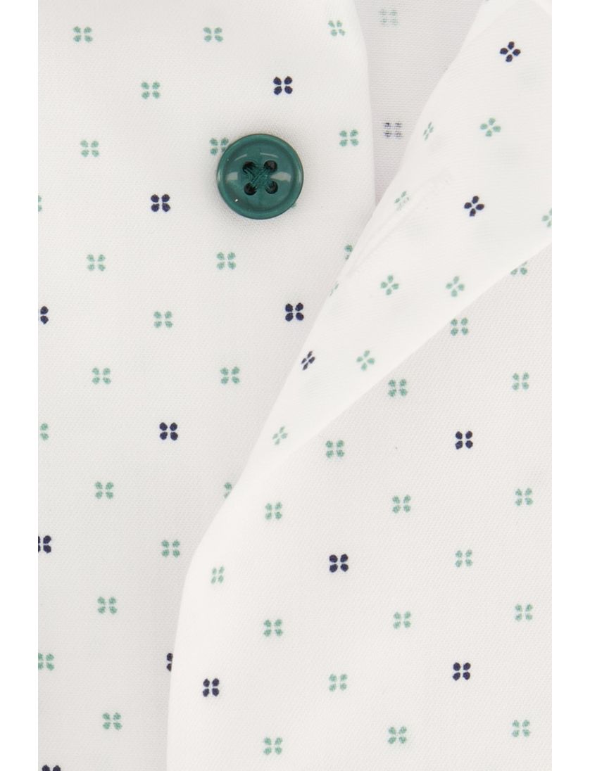 Katoenen Olymp business overhemd normale fit wit geprint