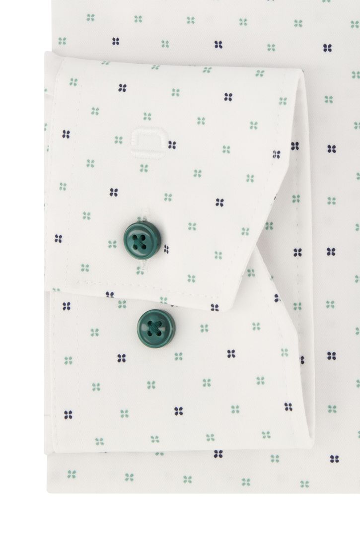 Katoenen Olymp business overhemd normale fit wit geprint