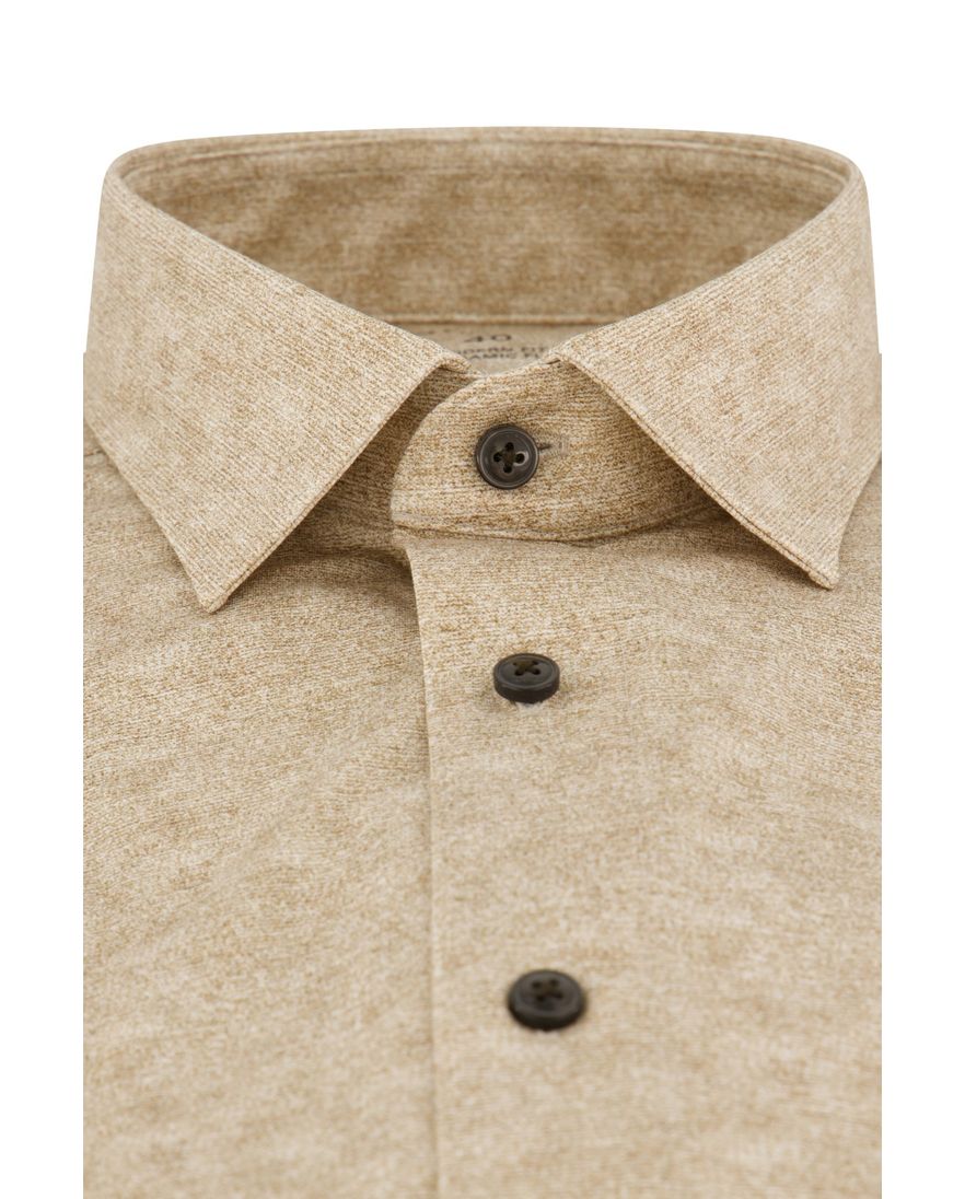 katoenen Olymp business overhemd normale fit beige geprint