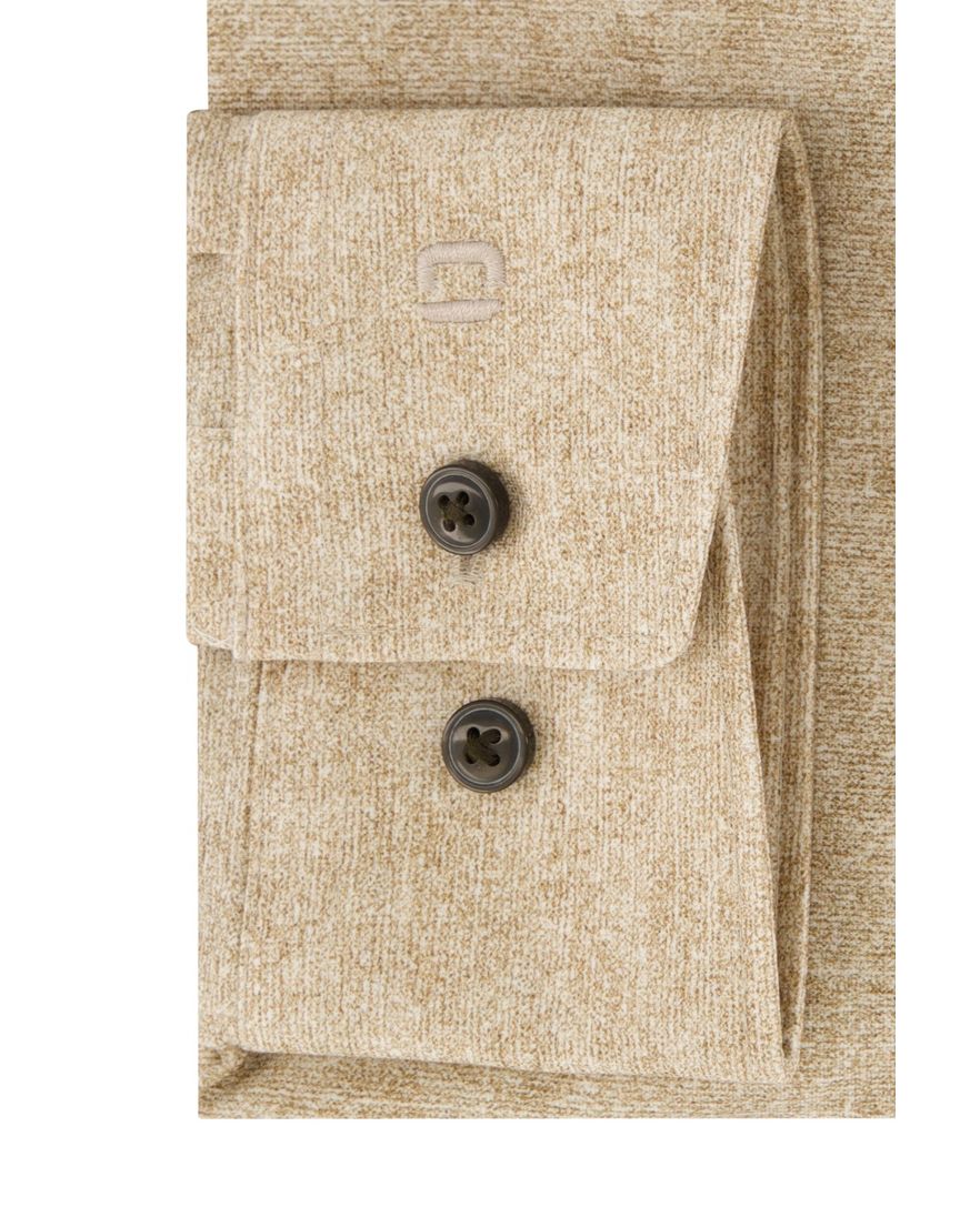 katoenen Olymp business overhemd normale fit beige geprint