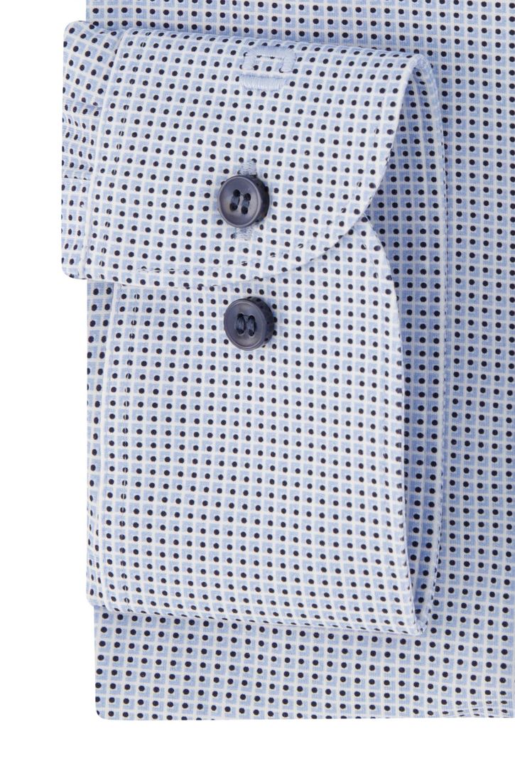 Olymp blauw geprint overhemd mouwlengte 7 katoen Level Five body fit